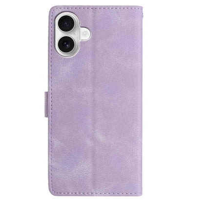 For iPhone 16 Wallet Case Rose Pattern Imprinted Leather Flip Stand Phone Cover