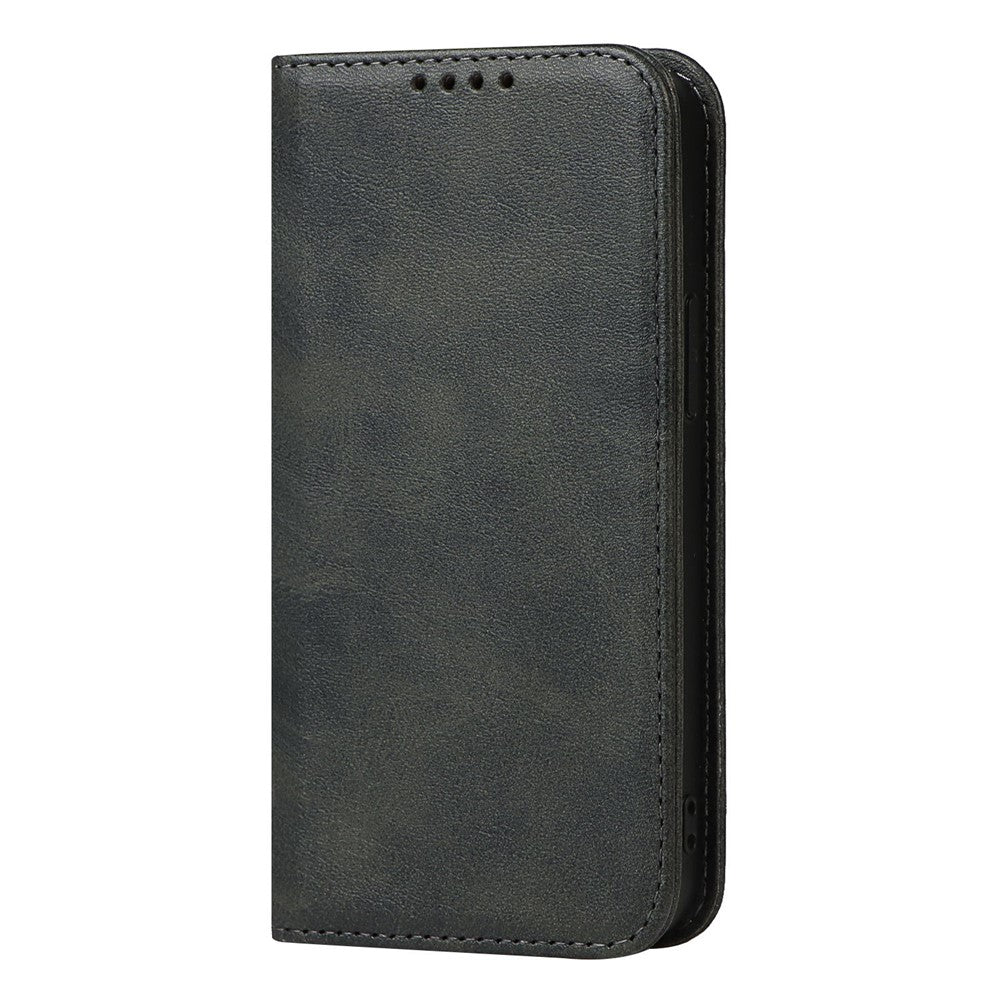 For iPhone 14 Pro Max Calf Texture PU Leather Drop-proof Case Magnetic Auto-absorbed Phone Wallet Stand Cover
