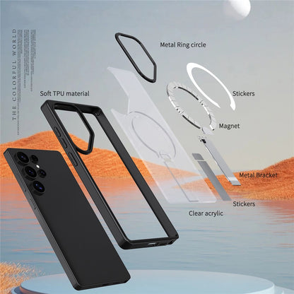 For Samsung Galaxy S25 Ultra Magnetic Case Kickstand TPU + Acrylic Phone Cover
