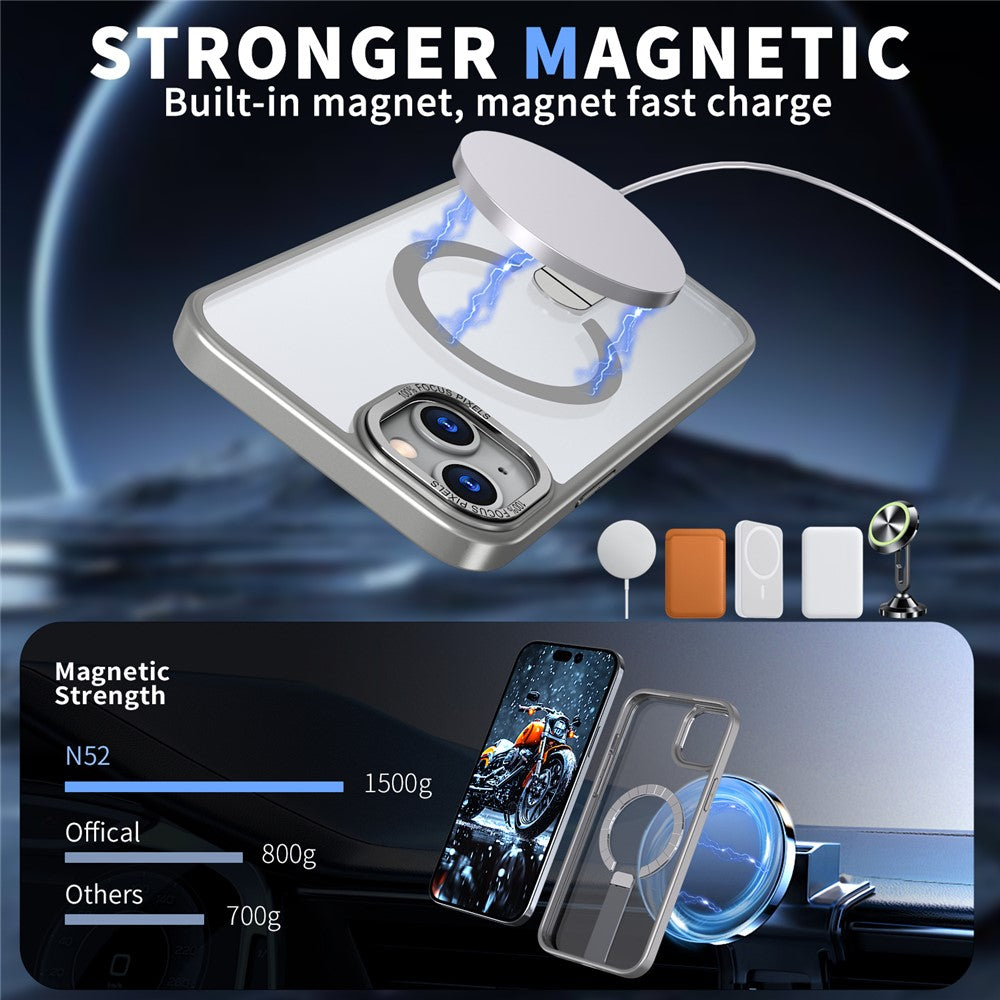 For iPhone 15 Plus Case Compatible with MagSafe Kickstand TPU + Acrylic Phone Cover
