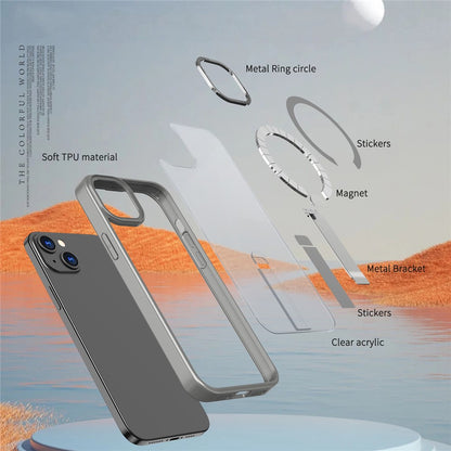 For iPhone 15 Plus Case Compatible with MagSafe Kickstand TPU + Acrylic Phone Cover