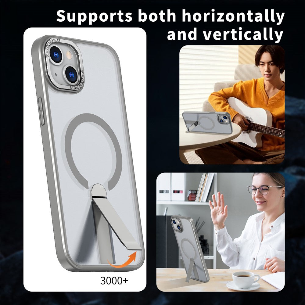 For iPhone 15 Plus Case Compatible with MagSafe Kickstand TPU + Acrylic Phone Cover