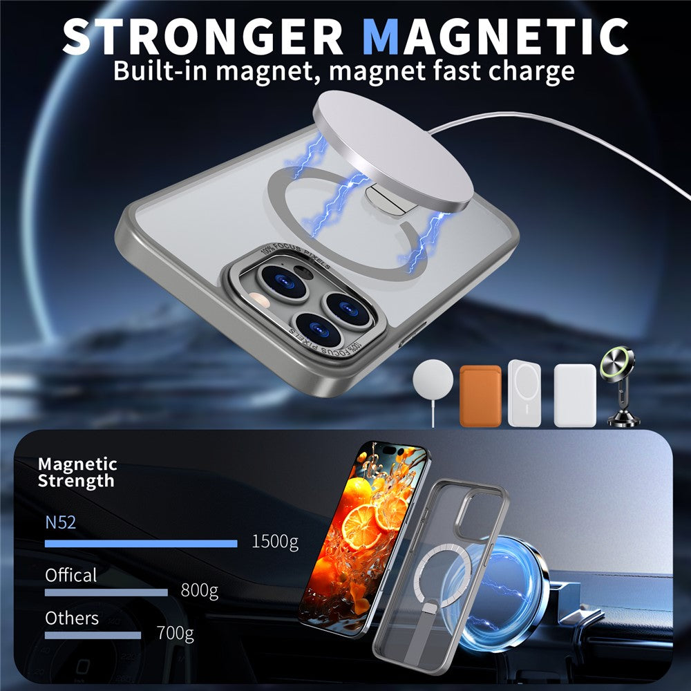For iPhone 15 Pro Max Case Compatible with MagSafe Kickstand TPU + Acrylic Phone Cover