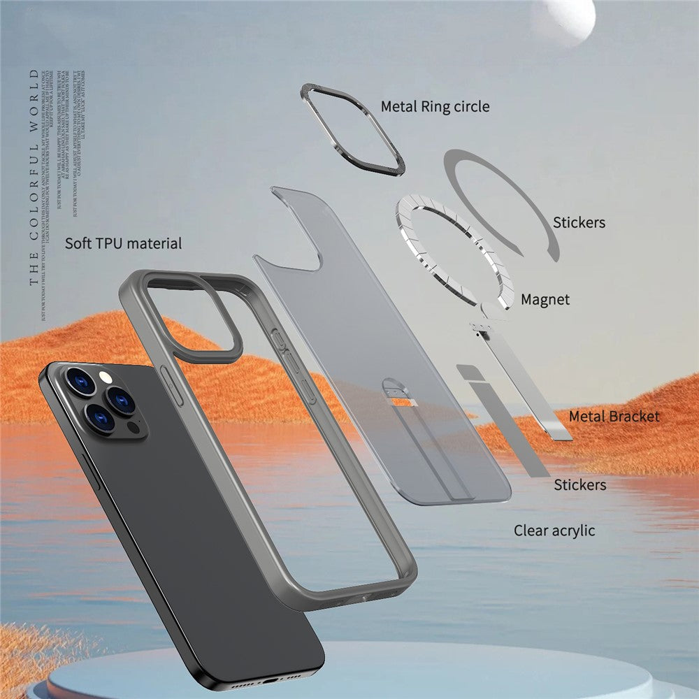 For iPhone 15 Pro Max Case Compatible with MagSafe Kickstand TPU + Acrylic Phone Cover
