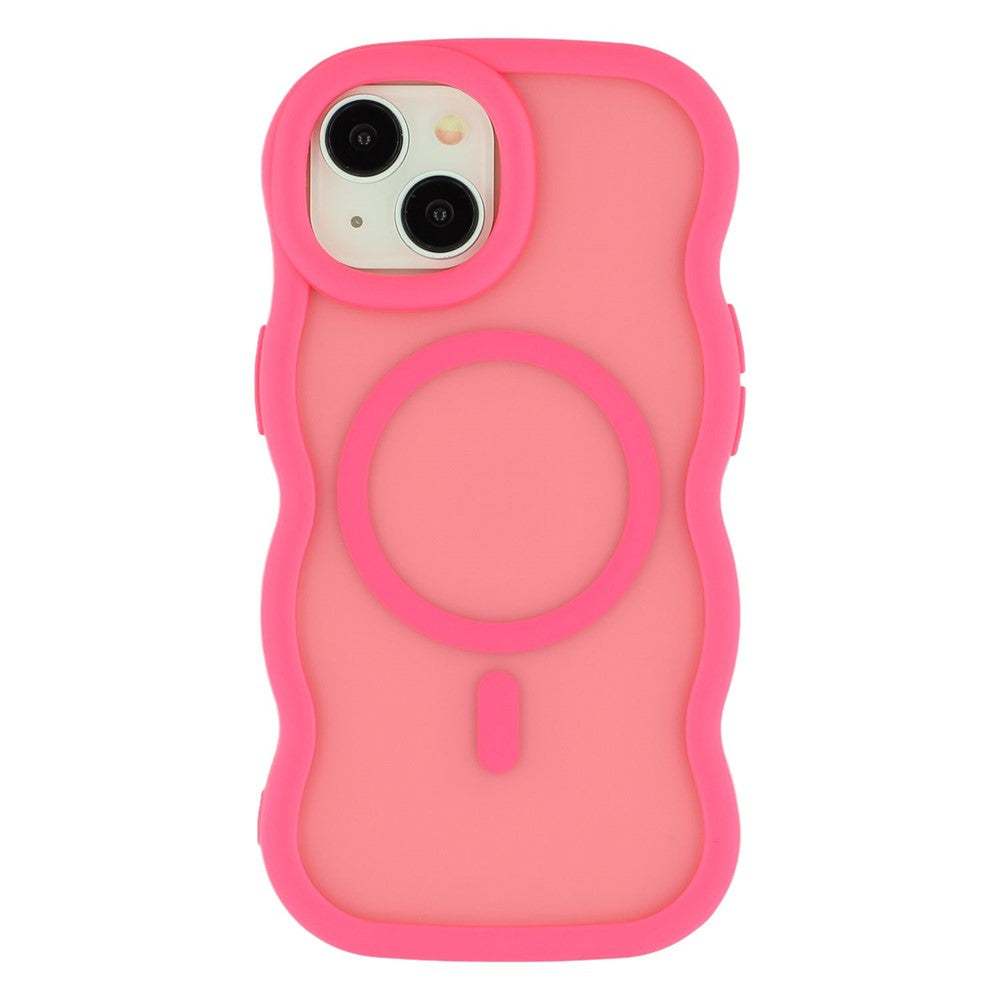 For iPhone 14 Case Compatible with MagSafe TPU + PC Phone Back Cover Skin Touch Wave Shape