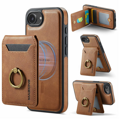 MAGKING K1 Series For iPhone 17e / 16e Magnetic Case PC + TPU + PU Phone Cover with Card Holder