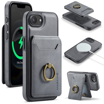 MAGKING K1 Series For iPhone 17e / 16e Magnetic Case PC + TPU + PU Phone Cover with Card Holder