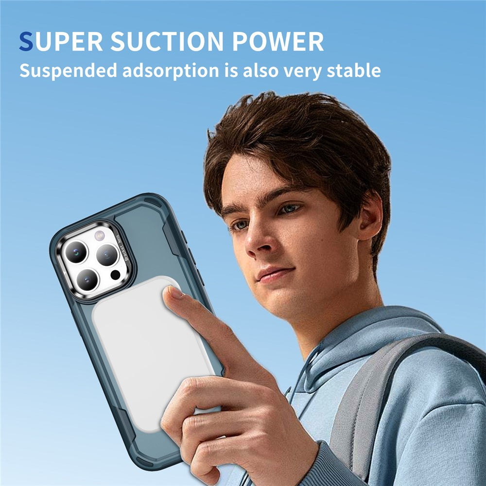 For iPhone 15 Pro Max Case Compatible with MagSafe Lens Frame Kickstand TPU + PC Shockproof Phone Cover