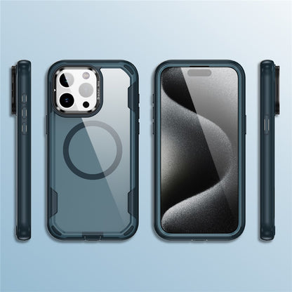 For iPhone 15 Pro Max Case Compatible with MagSafe Lens Frame Kickstand TPU + PC Shockproof Phone Cover