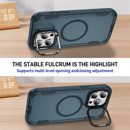For iPhone 15 Pro Max Case Compatible with MagSafe Lens Frame Kickstand TPU + PC Shockproof Phone Cover
