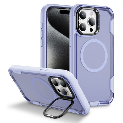 For iPhone 15 Pro Max Case Compatible with MagSafe Lens Frame Kickstand TPU + PC Shockproof Phone Cover