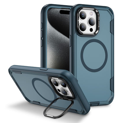 For iPhone 15 Pro Case Compatible with MagSafe Lens Frame Kickstand TPU + PC Shockproof Phone Cover