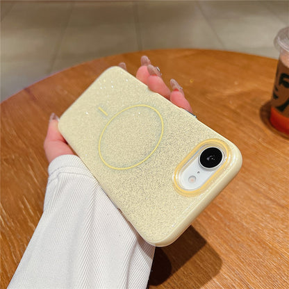 For iPhone 17e / 16e Case Compatible with MagSafe Glitter Design IMD TPU + PC Phone Back Cover