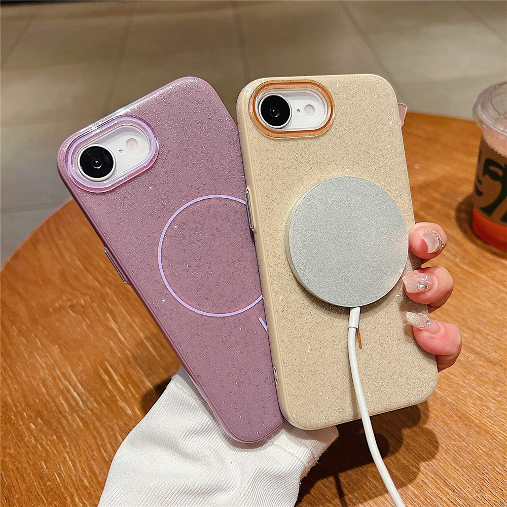 For iPhone 17e / 16e Case Compatible with MagSafe Glitter Design IMD TPU + PC Phone Back Cover
