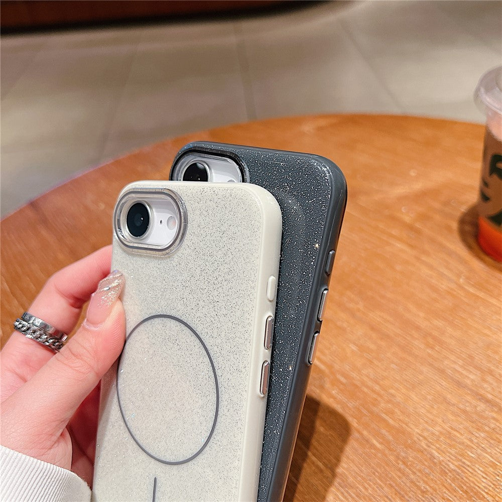 For iPhone 17e / 16e Case Compatible with MagSafe Glitter Design IMD TPU + PC Phone Back Cover