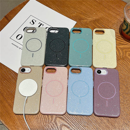 For iPhone 17e / 16e Case Compatible with MagSafe Glitter Design IMD TPU + PC Phone Back Cover