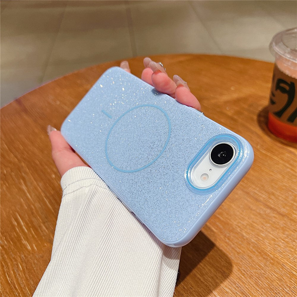 For iPhone 17e / 16e Case Compatible with MagSafe Glitter Design IMD TPU + PC Phone Back Cover