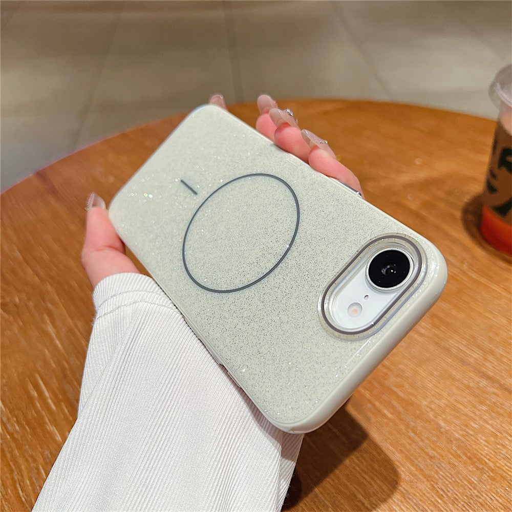 For iPhone 17e / 16e Case Compatible with MagSafe Glitter Design IMD TPU + PC Phone Back Cover