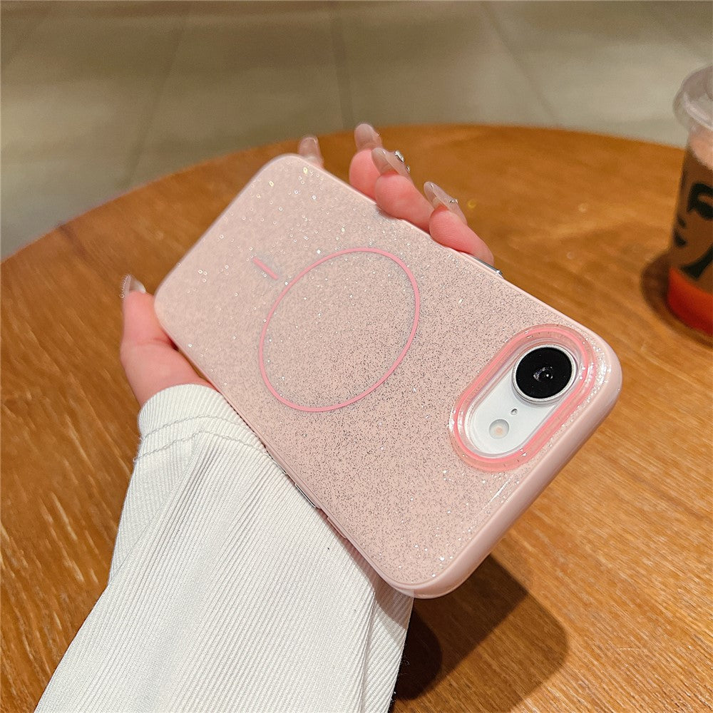For iPhone 17e / 16e Case Compatible with MagSafe Glitter Design IMD TPU + PC Phone Back Cover