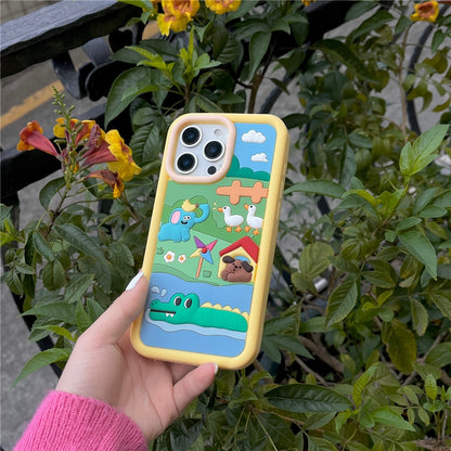 For iPhone 15 Pro Max Silicone Case Cute Animal Farm Design Shockproof Phone Back Cover
