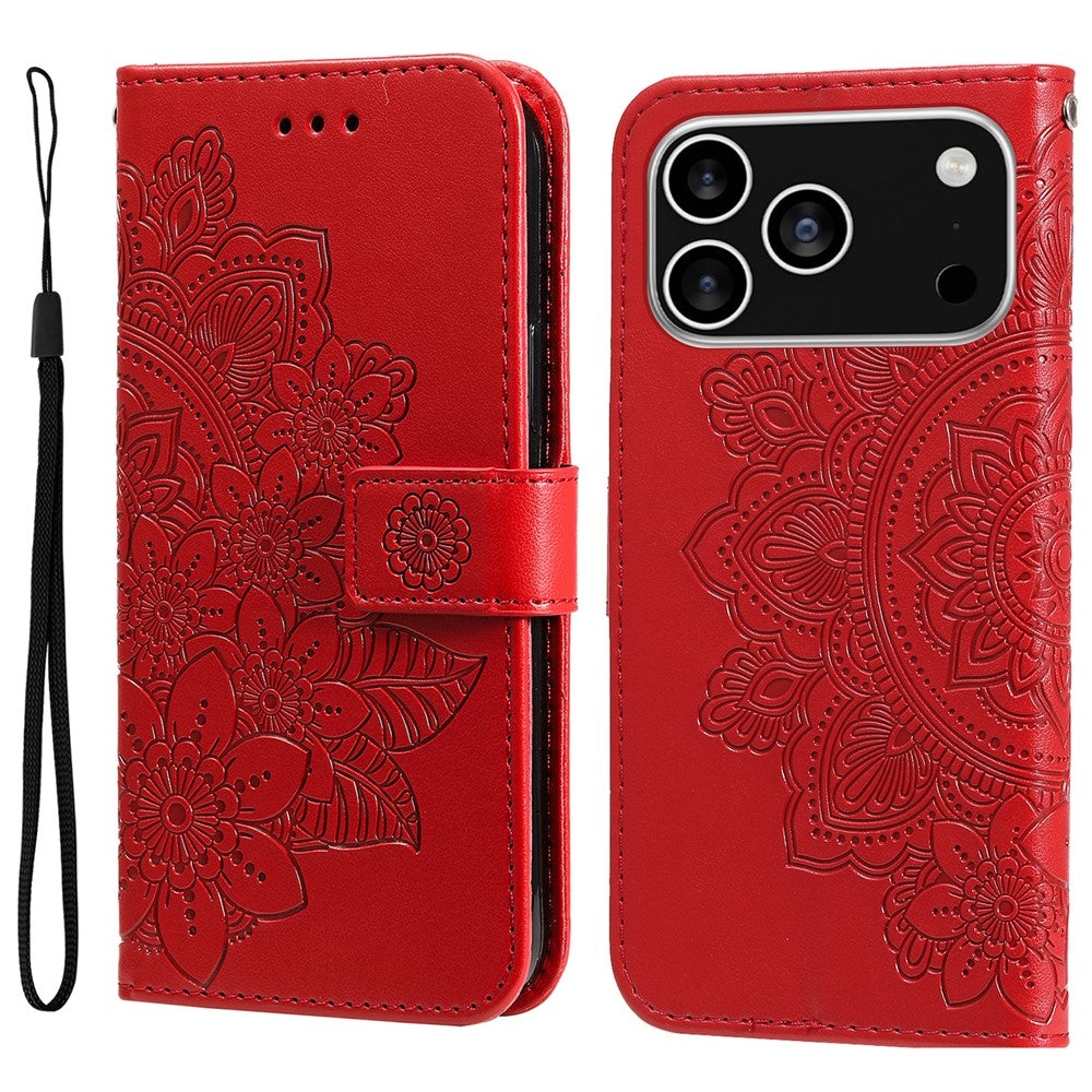 For iPhone 17 Pro Case Floral Pattern PU Leather Wallet Stand Phone Cover