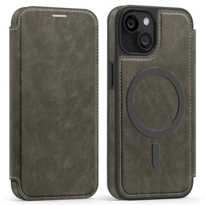 For iPhone 15 Case Compatible with MagSafe RFID Blocking Card Holder Leather Phone Cover