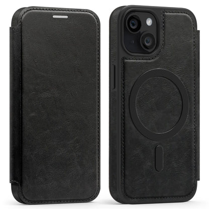 For iPhone 15 Case Compatible with MagSafe RFID Blocking Card Holder Leather Phone Cover