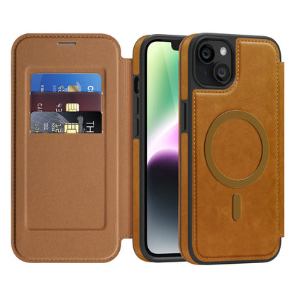 For iPhone 14 Plus Case Compatible with MagSafe RFID Blocking Card Holder Leather Phone Cover