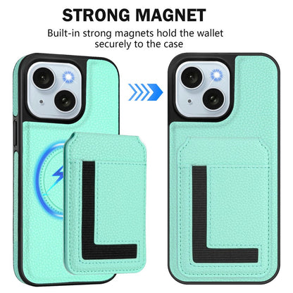 For iPhone 15 Magnetic Case TPU + PU Leather Phone Back Cover with Detachable Card Holder