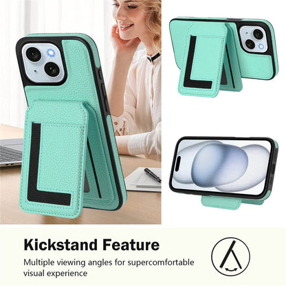 For iPhone 15 Magnetic Case TPU + PU Leather Phone Back Cover with Detachable Card Holder
