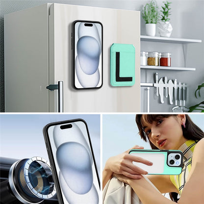 For iPhone 15 Magnetic Case TPU + PU Leather Phone Back Cover with Detachable Card Holder