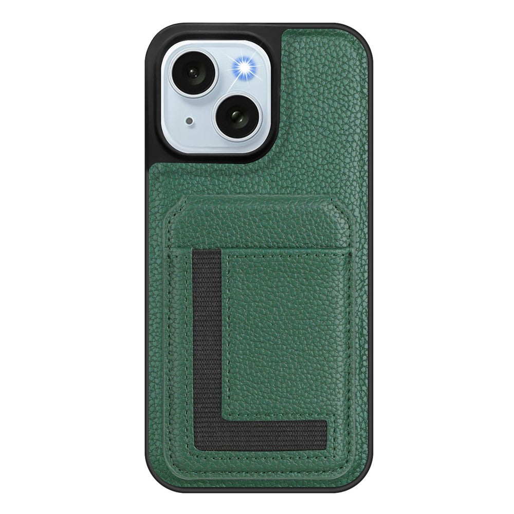For iPhone 15 Magnetic Case TPU + PU Leather Phone Back Cover with Detachable Card Holder