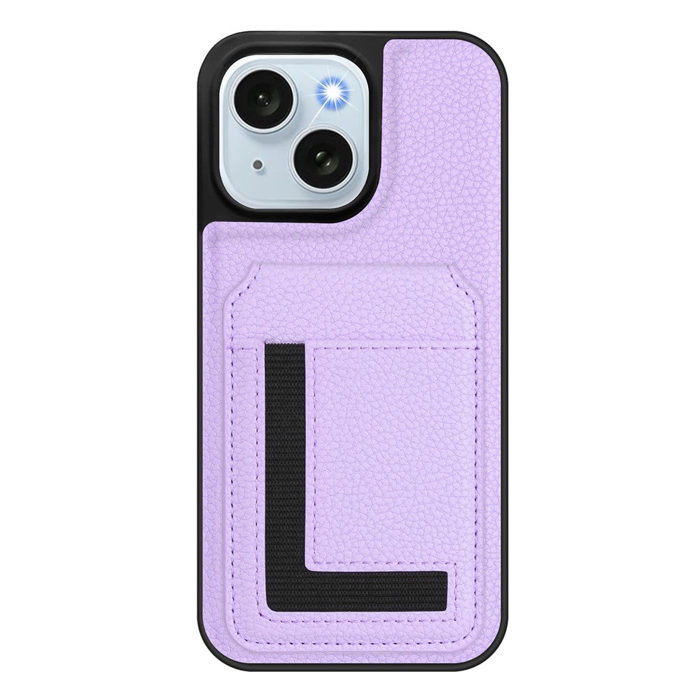 For iPhone 15 Magnetic Case TPU + PU Leather Phone Back Cover with Detachable Card Holder