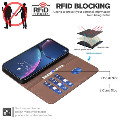 BINFEN COLOR For iPhone 17e / 16e Case  BF35 Geometry Imprinted Leather Phone Cover RFID Blocking Wallet Stand