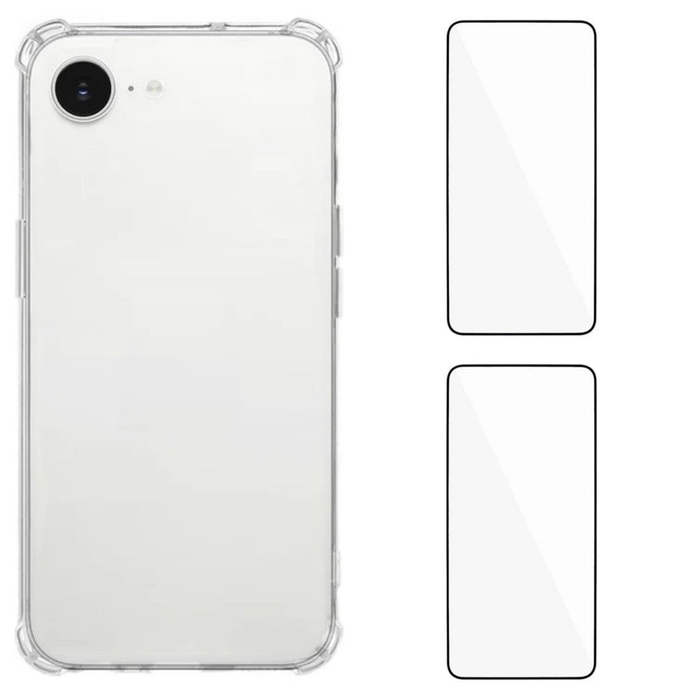 WANLONFENG For iPhone 17e / 16e TPU Case  WL3 Series 1.5mm Phone Cover with 2Pcs Tempered Glass Films