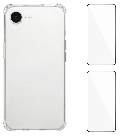 WANLONFENG For iPhone 17e / 16e TPU Case  WL3 Series 1.5mm Phone Cover with 2Pcs Tempered Glass Films