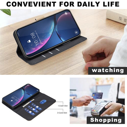 BINFEN COLOR For iPhone 17e / 16e Leather Case  BF36 Floral Pattern Phone Cover RFID Blocking Wallet Stand
