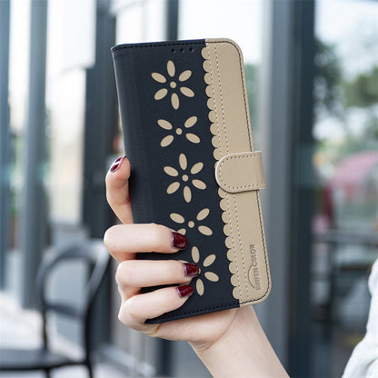 BINFEN COLOR For iPhone 17e / 16e Leather Case  BF36 Floral Pattern Phone Cover RFID Blocking Wallet Stand