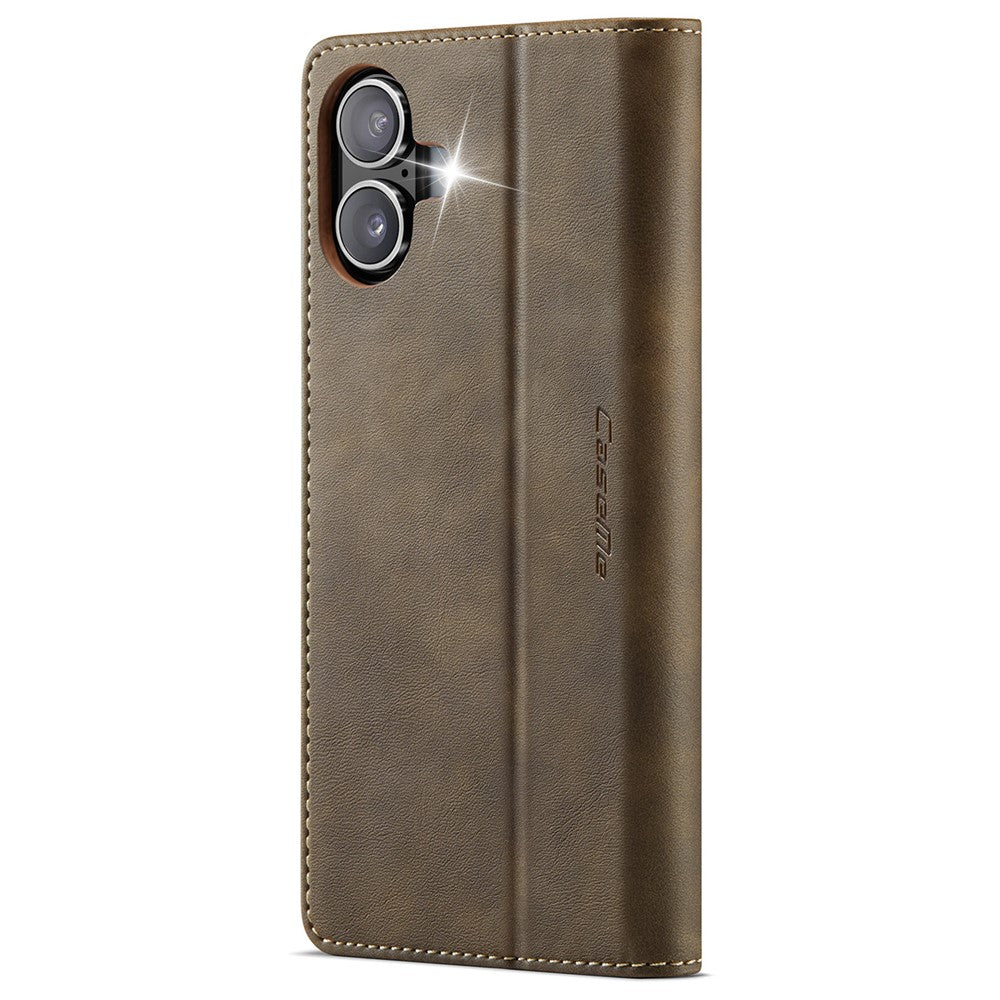 CASEME 033 Series For iPhone 16 Case RFID Blocking Wallet Stand Calf Texture Leather Phone Cover