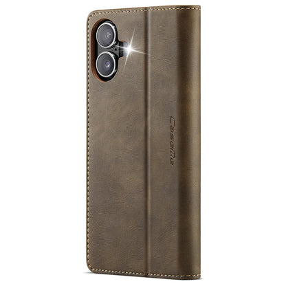 CASEME 033 Series For iPhone 16 Case RFID Blocking Wallet Stand Calf Texture Leather Phone Cover
