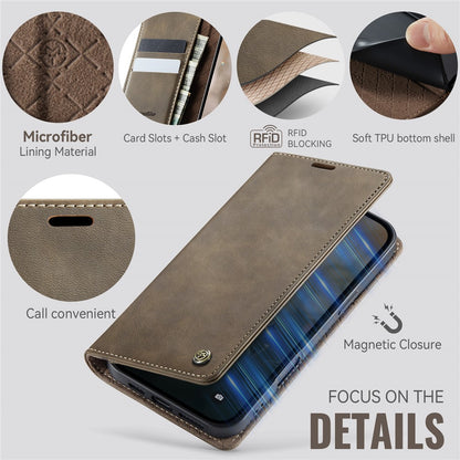 CASEME 033 Series For iPhone 16 Case RFID Blocking Wallet Stand Calf Texture Leather Phone Cover