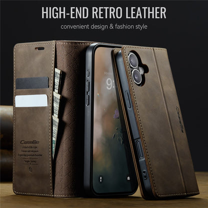 CASEME 033 Series For iPhone 16 Case RFID Blocking Wallet Stand Calf Texture Leather Phone Cover