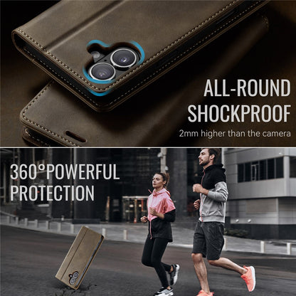 CASEME 033 Series For iPhone 16 Case RFID Blocking Wallet Stand Calf Texture Leather Phone Cover