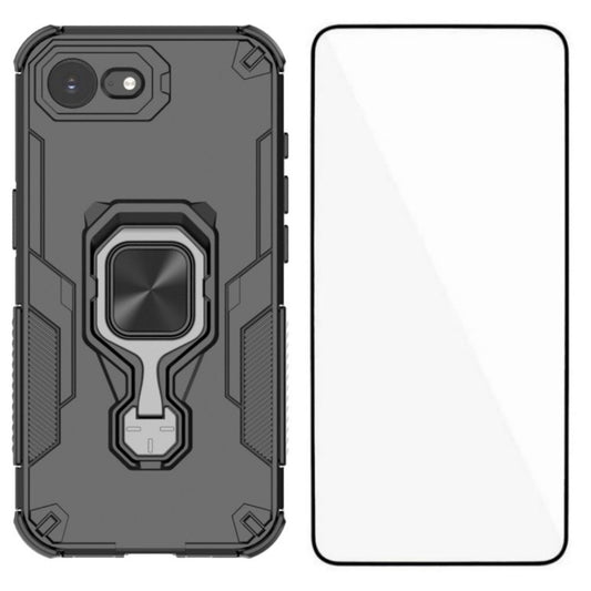 WANLONFENG For iPhone 17e / 16e Phone Case  PC TPU Back Cover Kickstand with Tempered Glass