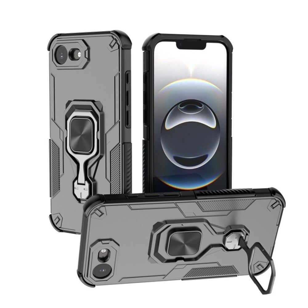 WANLONFENG For iPhone 17e / 16e Phone Case  PC TPU Back Cover Kickstand with Tempered Glass