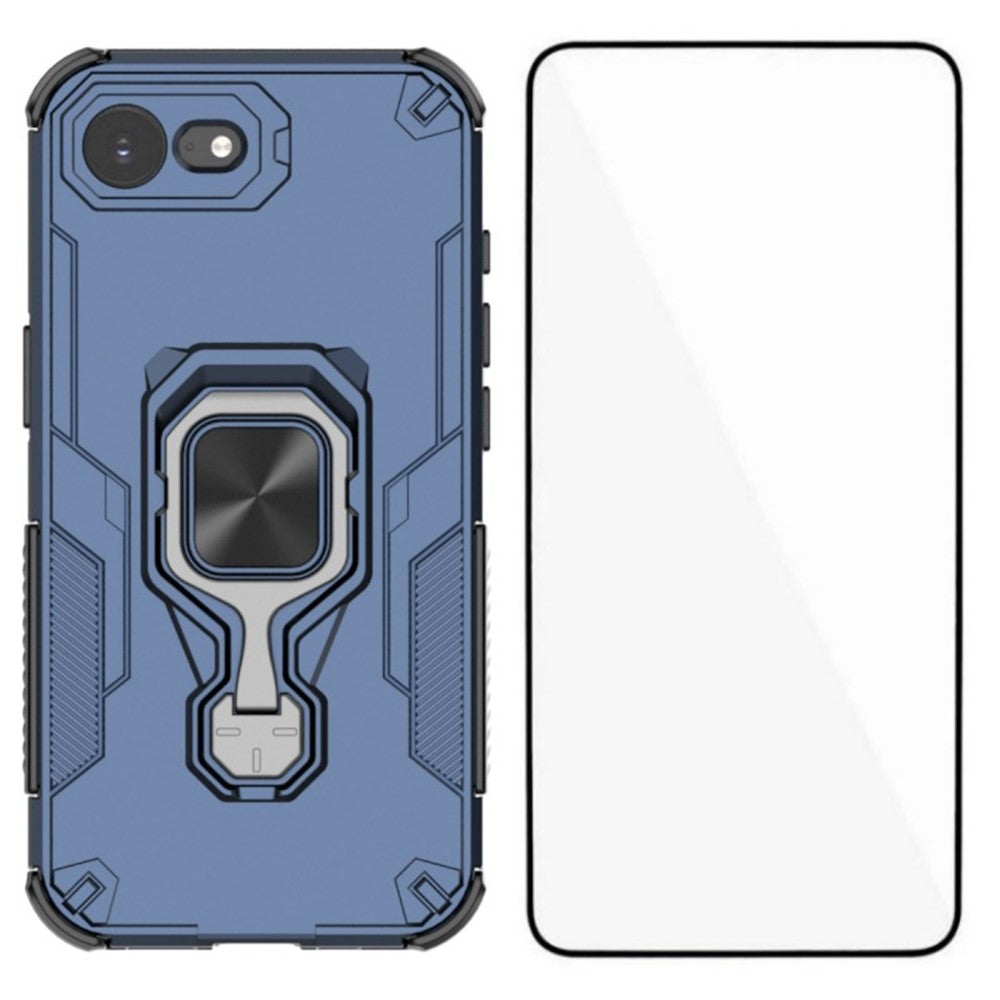 WANLONFENG For iPhone 17e / 16e Phone Case  PC TPU Back Cover Kickstand with Tempered Glass