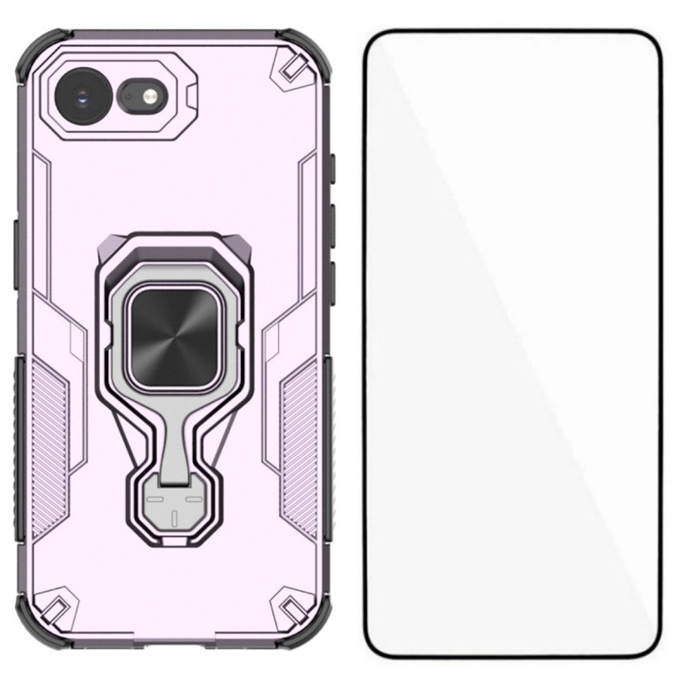 WANLONFENG For iPhone 17e / 16e Phone Case  PC TPU Back Cover Kickstand with Tempered Glass