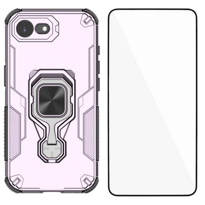 WANLONFENG For iPhone 17e / 16e Phone Case  PC TPU Back Cover Kickstand with Tempered Glass