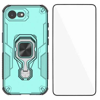 WANLONFENG For iPhone 17e / 16e Phone Case  PC TPU Back Cover Kickstand with Tempered Glass