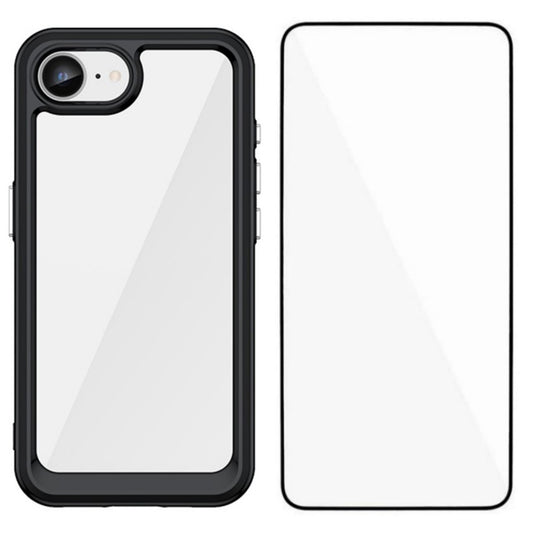 WANLONFENG For iPhone 17e / 16e Phone Case  XC Series TPU Acrylic Cover with Tempered Glass (Big Lens Hole)